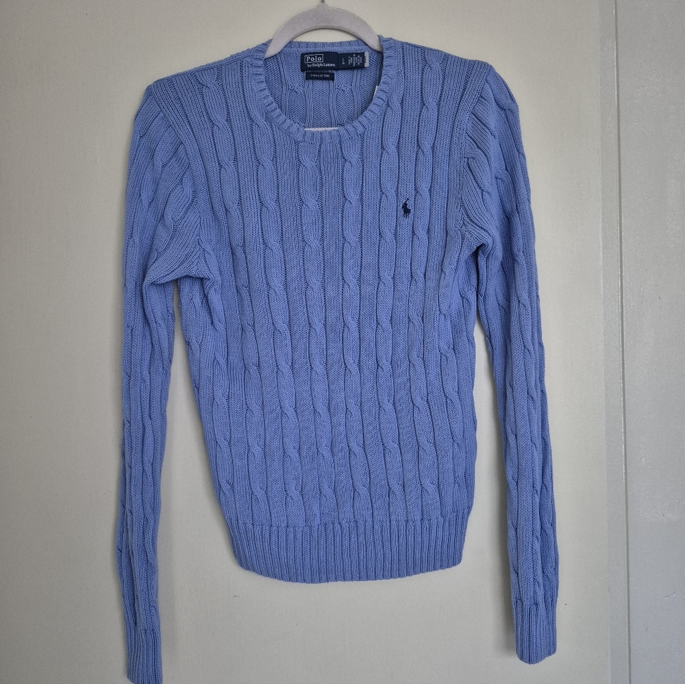 Polo Ralph Lauren blue cable knit sweater